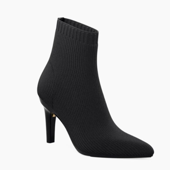 Pashion Footwear-The Bootie Coal Black Knit w/ 4" Stiletto & 1.5" Flat Heel Kits - Picture 5 of 7